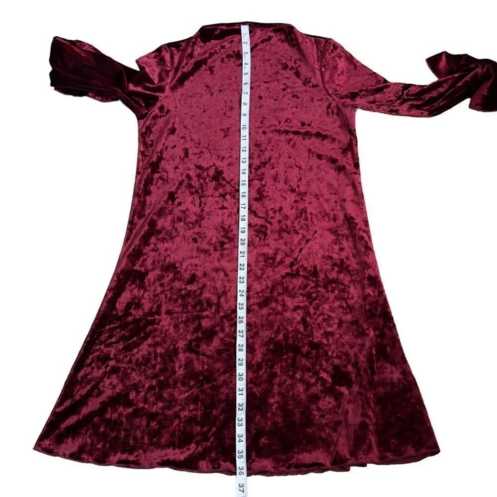LC Lauren Conrad Red Wine Velvet Shift Dress SMALL - Picture 9 of 13